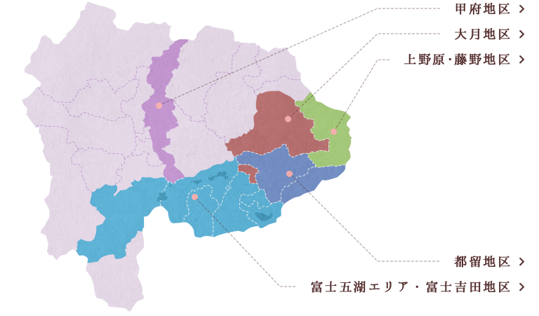 山梨県内のバス路線図