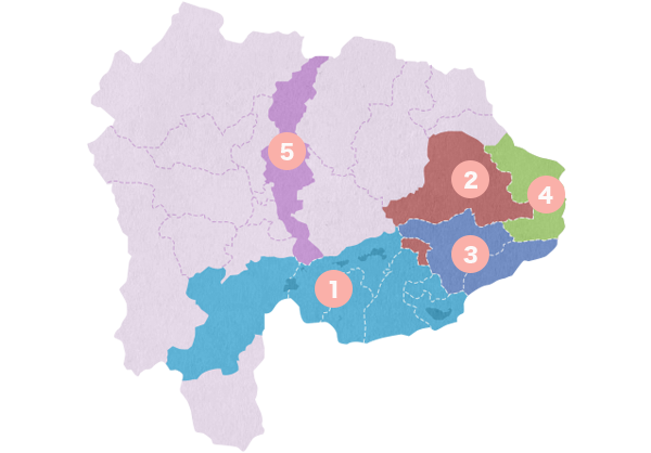 山梨県内のバス路線図