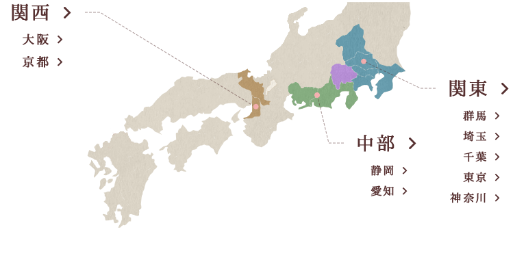 山梨から各地を結ぶ高速バス路線図