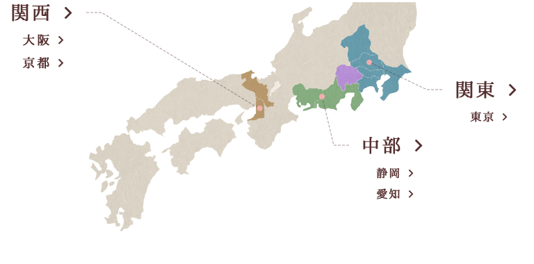 山梨から各地を結ぶ高速バス路線図